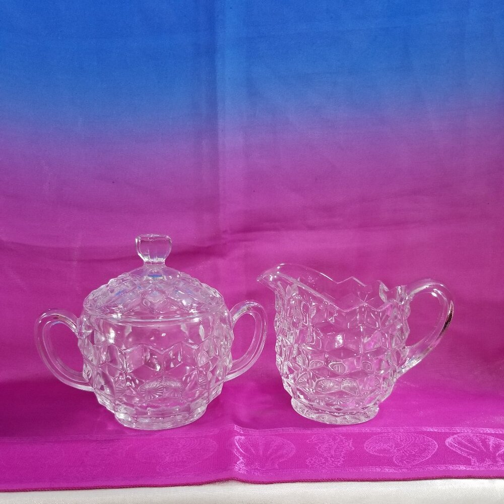 Vintage Fostoria American Creamer & Sugar Bowl Set